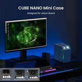 Yahboom Jetson Case for Jetson Nano Orin Nano Orin NX Super Heat Metal Mini Protect Case with Cooling Fan Antenna RGB Light(OLED Needs Program Drive)