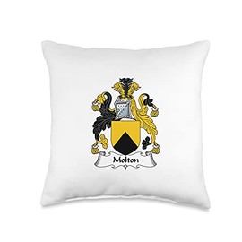Family Crest and Coat of Arms clothes and gifts Molton Coat of Arms-Family Crest Throw Pillow, 16x16, Multicolor