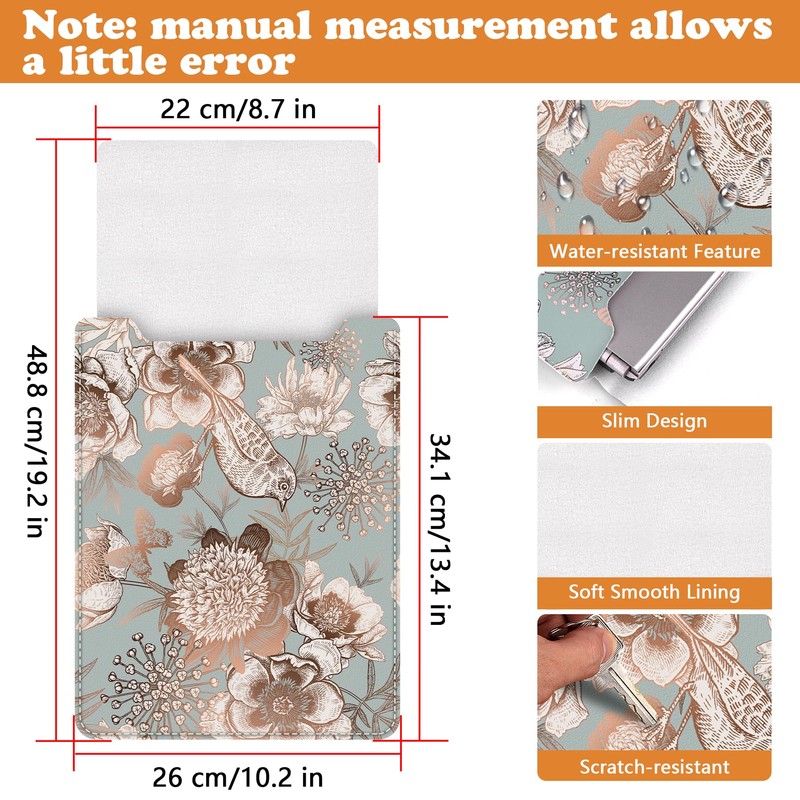 BVYA 13.3-14" Laptop Sleeve, PU Leather Laptop Case Compatible with