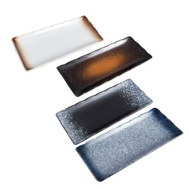 FYUEROPA Sushi Plates, Ceramic Rectangular Platters Serving Trays Set, Sushi Dishes, Japanese Dinnerware Set - Set of 4