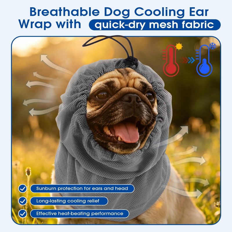 Nanaki Anti- Sunburn Dog Ear Cover, Cooling Snood for Hot