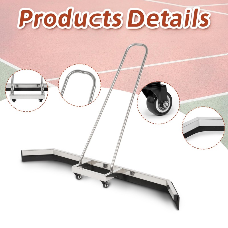 AIWFL 4.5FT Stainless Steel Sport Tennis Court Squeegee with Wheel,