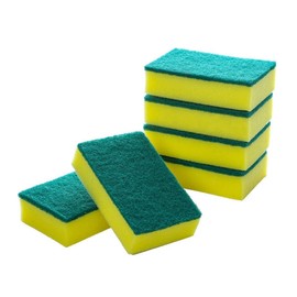 FineGood Kitchen Sponges, 6 Pack (6 Pack x 1 Pack), Double Sided Non-Scratch Cellulose Sponge Hard with Abrasive Particles, Perfect for Dishwashing, Sticky Removal, Kitchen Utensils