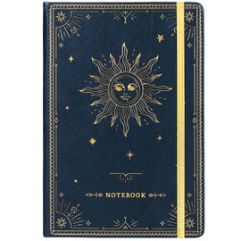 Ruled Notebook/Journal – Premium Thick Paper Faux Leather Classic Writing Notebook with Pocket + Page Dividers Gifts, Banded, Large, 144 Pages, Hard Cover, Lined (5.8''x 8.4'') - Blue