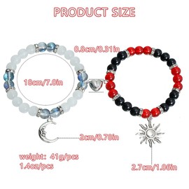 TTPSRY Pack of 2 Magnetic Couple Bracelets, Heart-Shaped Partner Bracelets, BFF Friendship Bracelets for Boyfriend, Girlfriend, Lover, Best Friend, Metal