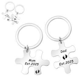 PEOVLVN New Parents Keyrings Mum and Dad to Be Gifts Pregnancy Announcement Gifts Mummy and Daddy to Be Keyring Set for First Time Parents Gender Reveal Party