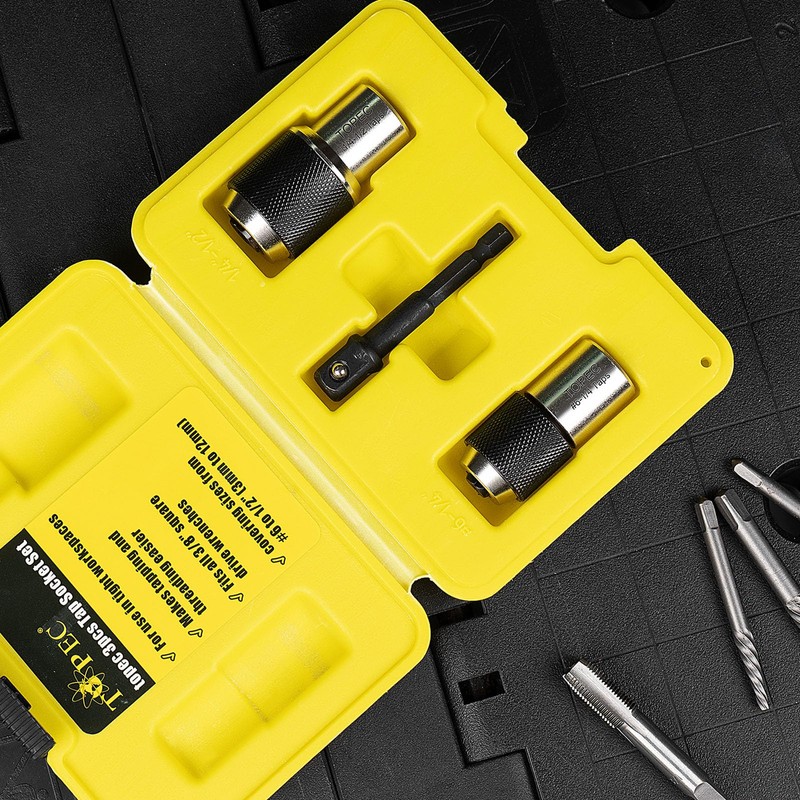 Topec Tap Socket Set, 3PCS Tap Extractor Tool with Adjustable