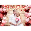 CYLYH 10x8ft Valentine's Day Backdrops Rustic Wood Backdrop Red Love