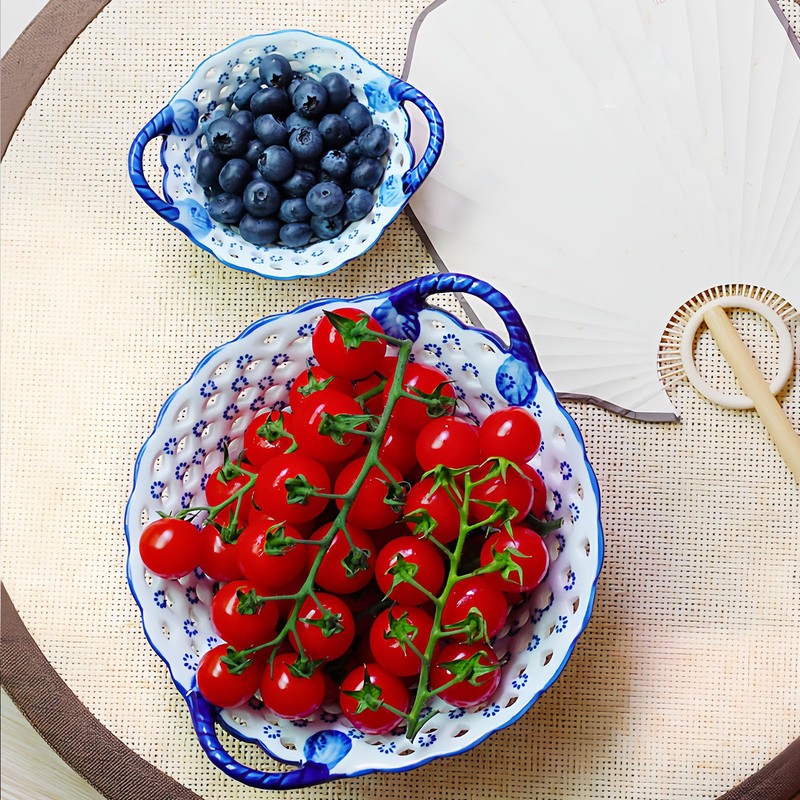 YYMayLsh Decorative Ceramic Candy Bowl, Blue and White Chinoiserie Pattern,