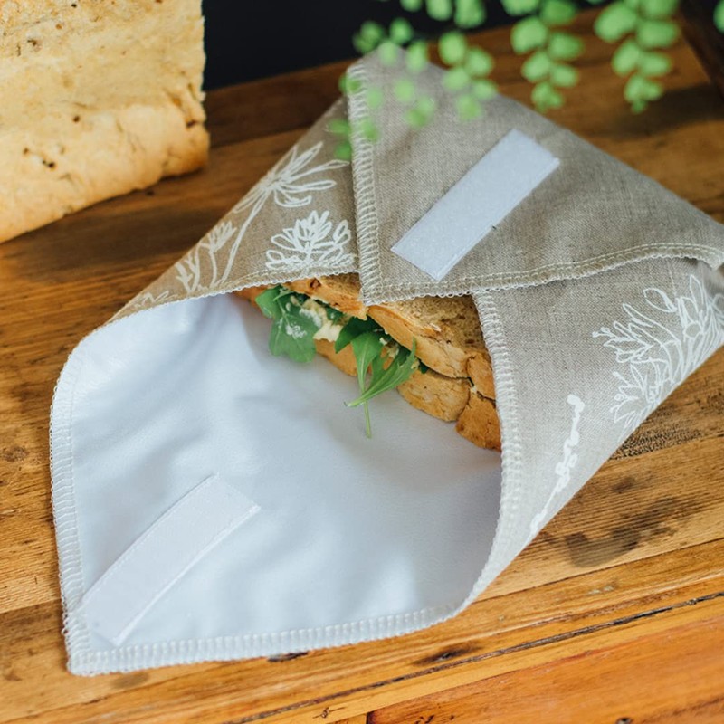 Reusable Sandwich Wrap in Natural Linen with Food Grade Washable,