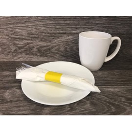 Raise Products Paper Napkin Bands Self Adhesive | Paper Napkin Rings Self-Adhering | Pre-Cut | Disposable | Safety Glue | Bond Paper | Pack of 1,000, 4.25” x 1.5”, Yellow