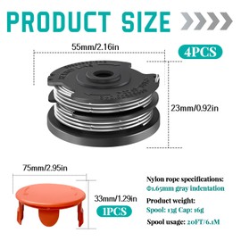 Viilich 4 Pieces Thread Spools Compatible with Bosch AdvancedGrassCut 36 ART 30-36 LI ART 24 ART 24+ ART 27 ART 27+ ART 30 ART 30+, Replacement Thread Spool for F016800351 (4 Spools + 1 Cap)