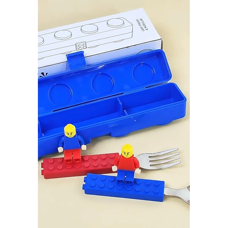 Building Block Cutlery Set, Spoon and Fork with building blocks