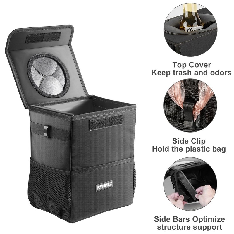 Ryhpez Car Trash Can with Lid - Car Trash Bag