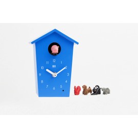 KOOKOO AnimalHouse Blue, Striking Small Cuckoo Clock with 5 Farm Animals Sounds, Natural Field Recordings