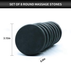 Basalt Massage Stones - 8 Extra Large Basalt Massage Rocks for Hot Rock Massages, 3.15” Inch Round Hot Stones for Massage, Essential Spa Massage Supplies