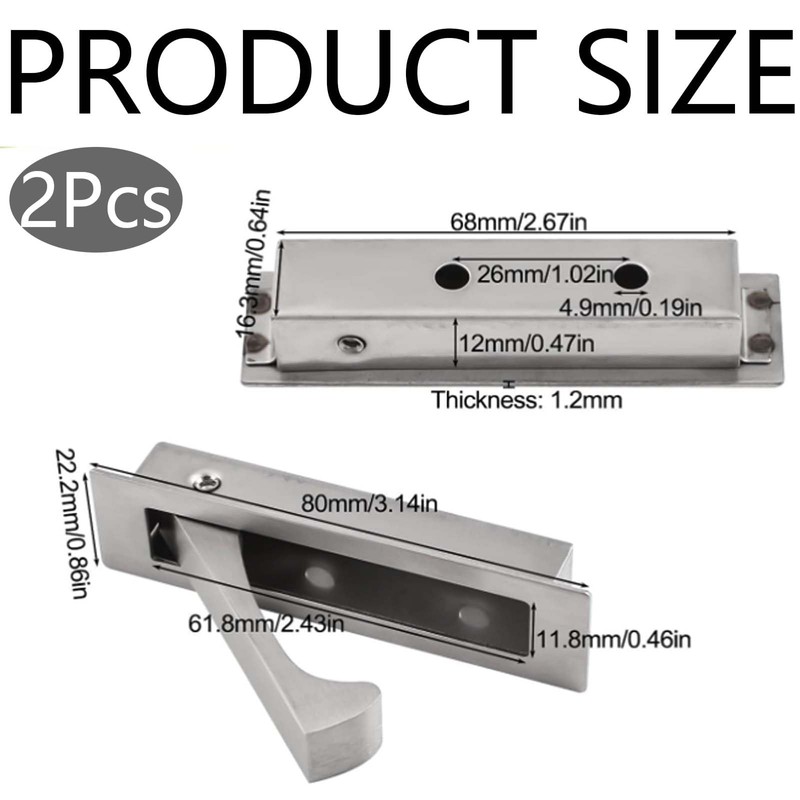 ZelongChen 2Pcs Sturdy Flush Mount Door Pulls Useful Metal Pocket