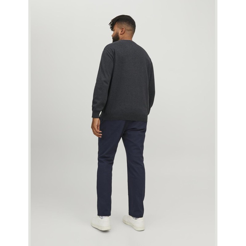 JACK & JONES Male Plus Size Pullover Basic, Dark grey