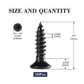 #4 x 3/4" Wood Screw 100Pcs 18-8 (304) Stainless Steel Screws Flat Head Phillips Fast Self Tapping Drywall Screws Black Oxide by SG TZH