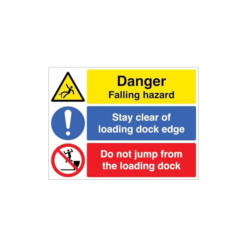 Danger Fall hazard, Stay clear of loading dock edge, do