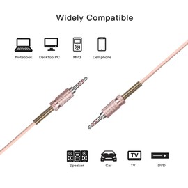 ENUODA 3.5mm Nylon Braided Aux Cable, Audio Auxiliary Input Adapter Male to Male Compatible with Headphones, Smartphones, Home/Car Audio Systems, Speakers,Echo & More,3FT,Pink