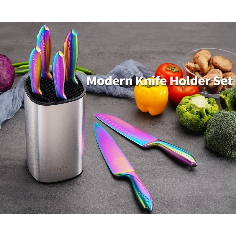 Rainbow Knives Block Set 7 Pieces, Iridescent German High Carbon