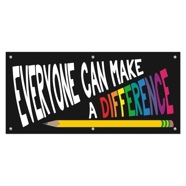 School Banner Everyone Can Make A Difference Motivational Sign 24"x51"