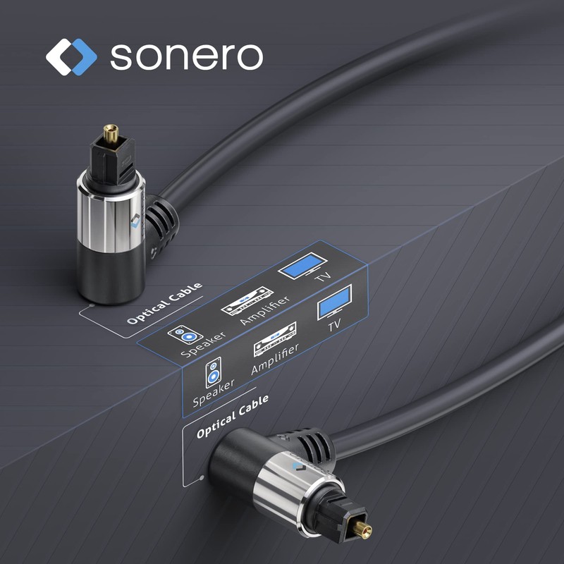 sonero® Premium optisches Toslink Kabel, 1,00m, vergoldete Kontakte, 2 x