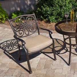 Hanover Replacement Cushion for Traditions Stationary Dining Chairs and Swivel Rockers in Tan, Weather-Resistant Seat Cushion for Outdoor Chair