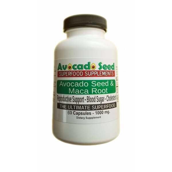 60 Raw Avocado Seed + Maca Root Capsules,1000 mg