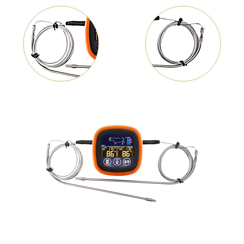 F Fityle BBQ Digital Meat Timer Thermometer Double Channel Barbecue