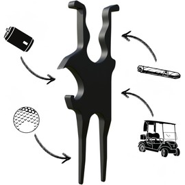 3-in-1 Golf Multi-Tool – Magnetic Holder for Golf Cart, Magnetic Golf Cart Holder with Clamp, Ball Marker & Beverage Opener Multi-Tool, Zinc-Aluminum Alloy