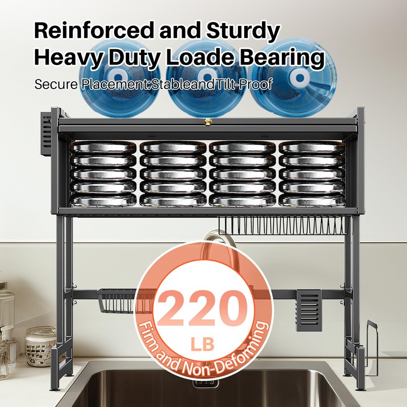 Over The Sink Dish Drainer Drying Rack 3 Tiers with