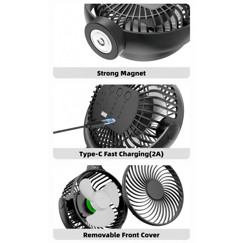 VENSWID 2-Pack Golf Cart Fan with Carrying Case, LED Display,
