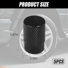 5 Pcs Car Tire Valve Stem Caps, Aluminum Tire Valve Stem Caps, Dust Proof with O Rubber Seal, Universal for Cars, SUVs, Bike, Trucks and Motorcycles (Black)