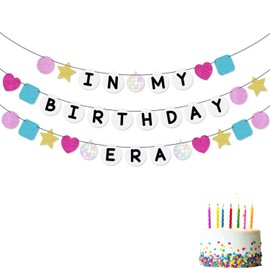 Paifeancodill In My Birthday Era Girl Birthday Party Decorations Birthday Banner Supplies Themed Decor DIY Birth-Tay Decorations Glitter for Birthday Party Glitter Hanging Banner Happy Birthday Banner