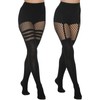 MANZI Fishnet Tights Women's Black Opaque Overknee Stockings Fishnet Tights