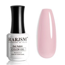 RARJSM Sheer Pink Gel Nail Polish Clear Pink Gel Polish Natural Transparent French Manicure Shimmer Pigment Jelly Nail Gel Varnish Curing Requires Single Bottle 15ml for Home Salon Nail Art DIY