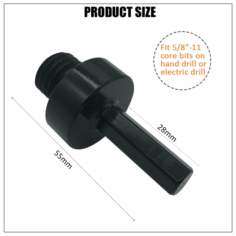 BeQell Core Drill Bit Arbor Adapter, 5/8"-11 Thread to 3/8"