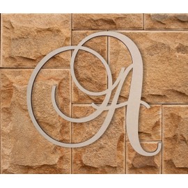 Jess and Jessica Wooden Letter A, 4" Long x 1/4" Thick – Large Wooden Letters for Wall Decor, Unfinished Monogram Cursive Large Letters for Wall Decor or Kids' Nursery Design - Brock Script Font