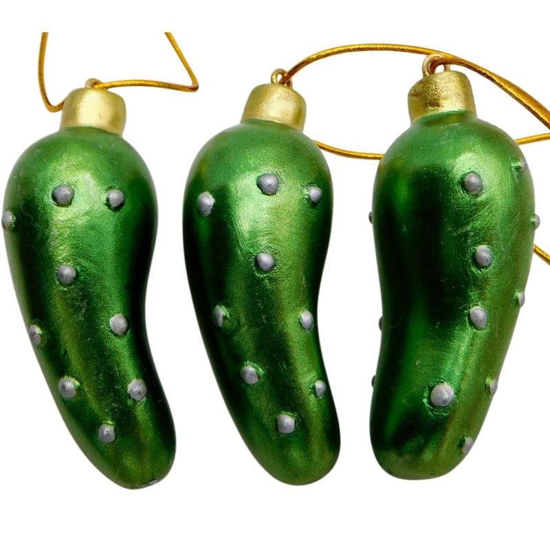 Pickle Ornament Deluxe Boxed Set Christmas Tradition Decoration Handpainted Polyresin