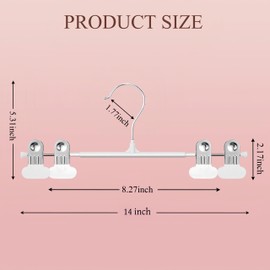HWAJAN 14Inch Clothes Pants Hangers with Wide Clips 20 Pack,Non-Slip Adjustable Skirt Hanger for Women,Space-Saving Heavy Duty Men Hangers for Pants,Trousers,Jeans,Shorts,White