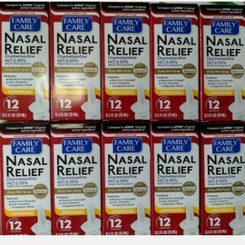 FAMILY CARE 8 Packs FAMILY CARE 12 HR NASAL RELIEF PUMP MIST ANTI DRIP SPRAY 0.5 OZ ORIGINAL