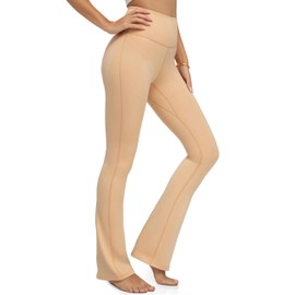 Conceited Active Yoga Pants for Women – High-Rise Flared Leggings for Women, with Soft Sueded Fabric, Sculpting Fit, and Stretch Flexibility – Perfect for Yoga & Daily Comfort - Beige Nude - L