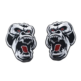 2 Pcs Metal ngry Gorilla Ape Angry Side Rear Emblems 3D Badge Car Truck Motorcycles Decal Sticker (Silver Black)