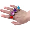 The Dreidel Company 24-Pack Colorful Plastic Jewel Ring Adjustable Fake