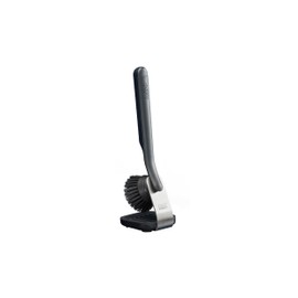Joseph Joseph SinkTech Dish Brush with Stainless-Steel Storage Stand, Durable Bristles, Pan Scraper, Replaceable Head