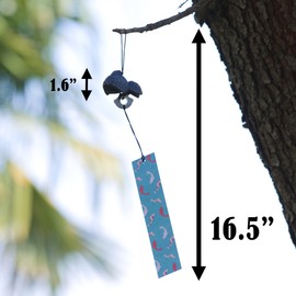 Japanese Wind Chime Cast-Iron Outdoor Ornament for Garden, Patio & Balcony, Hanging Metal Wind-Bell Decoration Gift, Blessing Pendant Windchimes & PVC Wind-Catcher, Goldfish - Blue