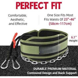 Dip Belt with Steel Chain for Weightlifting Pullup Gym Weighted Lifting Belt for Powerlifting Squat Bodybuilding  Support for Both Men and Women - Color: GREEN