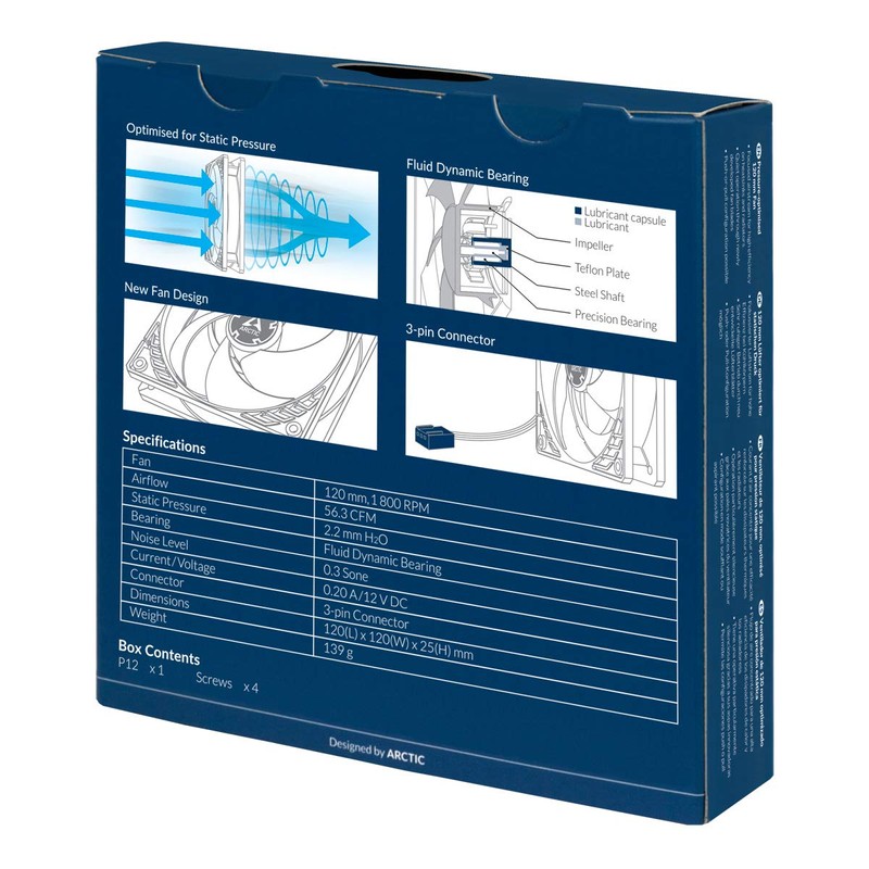 ARCTIC P12 - PC Fan, 120mm Case Fan, Pressure-optimised, Quiet